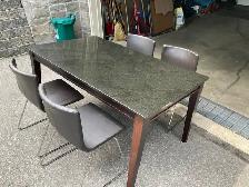 Granite Top Dining Room Table with Solid Wood Legs - Photo 5