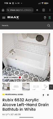 MAAX Rubix Acrylic Alcove Left-Hand Drain Bathtub