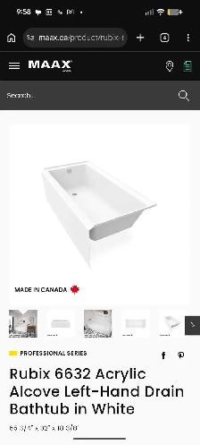 MAAX Rubix Acrylic Alcove Left-Hand Drain Bathtub - Photo 2