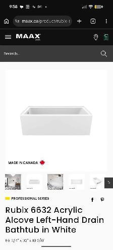 MAAX Rubix Acrylic Alcove Left-Hand Drain Bathtub - Photo 3