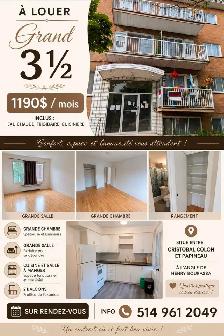 3 ½ À LOUER montreal