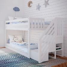 NEW Harriet Bee Solid Wood Twin Bunk Bed with Stairs