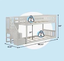 NEW Harriet Bee Solid Wood Twin Bunk Bed with Stairs - Photo 3