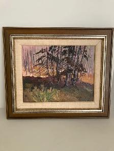 Black Spruce - Framed Oil Painting by T. West