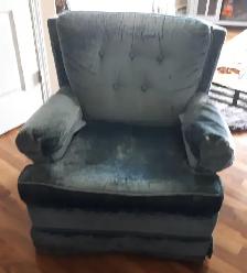 Blue Velvet Swivel Chair
