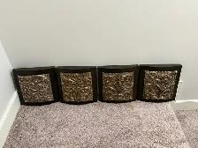 Four Gold on Black Carved Wall Plaques