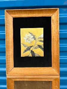 Vertical Triptych of Framed Asian Style Artwork. - Photo 2