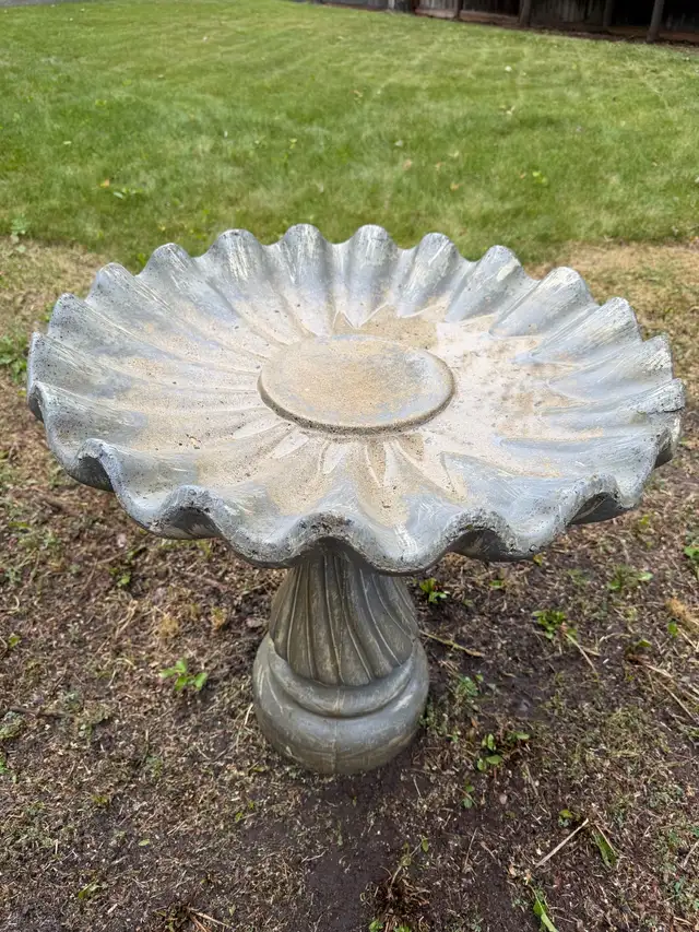 Bird bath - solid stone 26.5" diameter $40