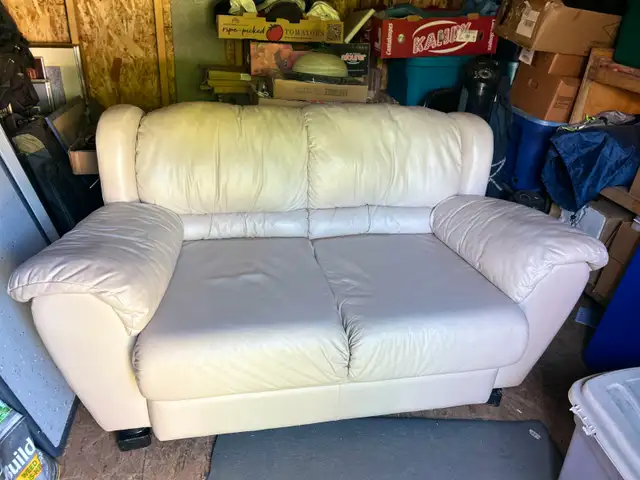 DOWNSIZING-SELLING ONE NICE LEATHER LOVE SEATAS PICTURED