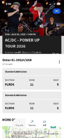 AC/DC ticket floor seat