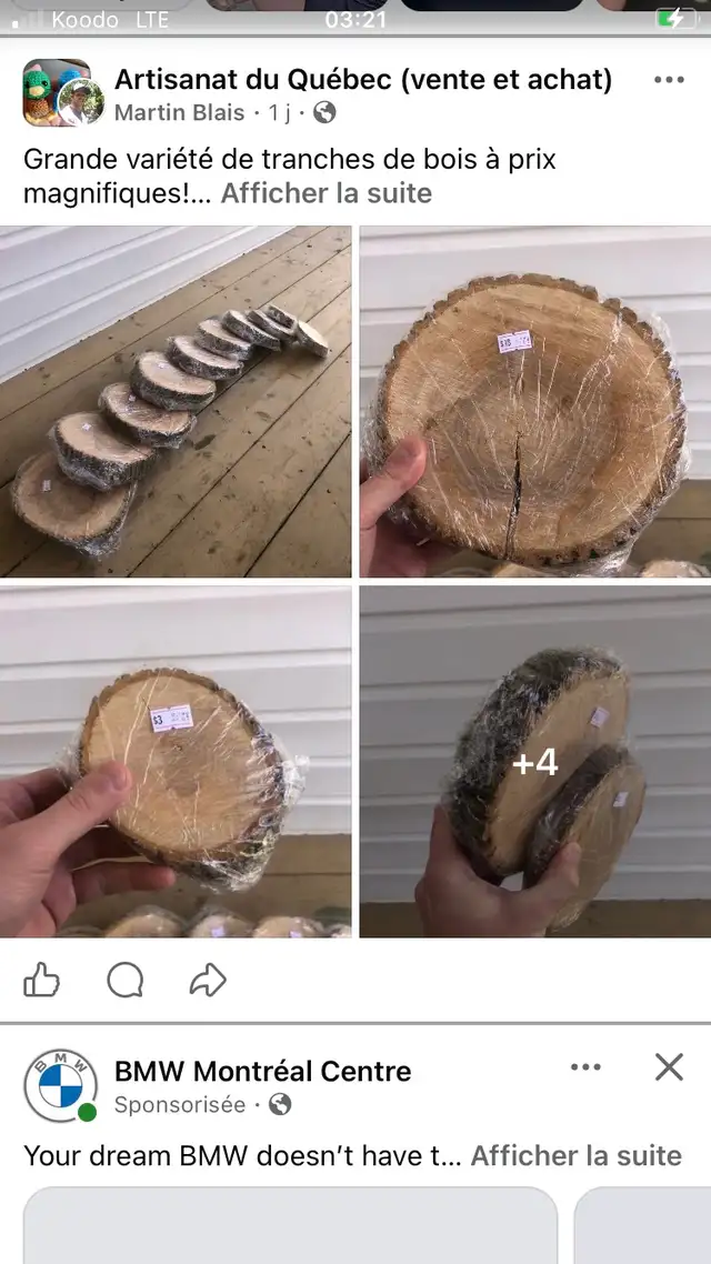 Bois en rondins & rondelles en vente