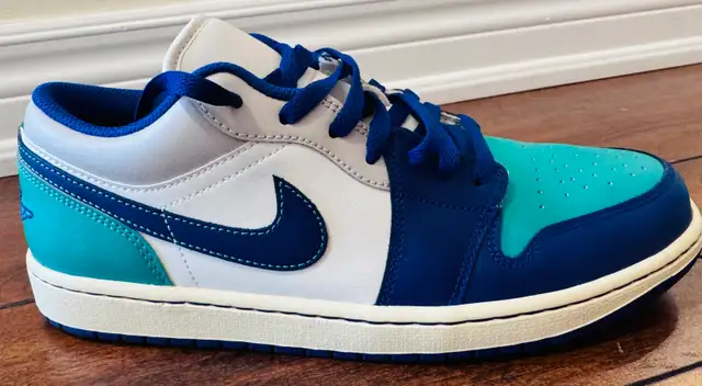 Nike Air Jordan 1 Low Men’s Shoes – 10.5 – Blue/Turquoise/Wh
