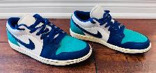 Nike Air Jordan 1 Low Men’s Shoes – 10.5 – Blue/Turquoise/Wh - Photo 2