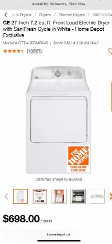 NEW 27" GE Electric Dryer (7.2 Cu.Ft) - Photo 9