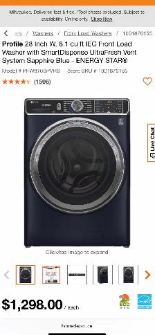 NEW 28" GE Profile Front Load Washer (Sapphire Blue) Stackable - Photo 10