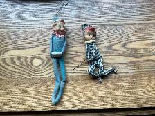 2 Antique Knee-Hugger Elf Christmas Decorations !