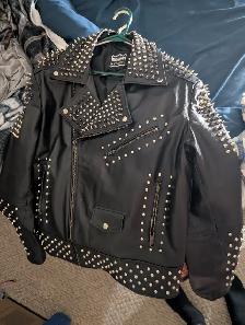 Leather spiked riding jacket