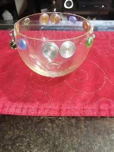Decorative glass bowl and vase $5 each