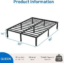 Like new steel Queen bed frame, sturdy, very compact - Photo 3