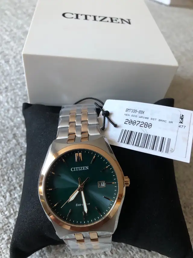 Brand new men’s Citizen Eco Drive Corso Green Dial 40 mm.