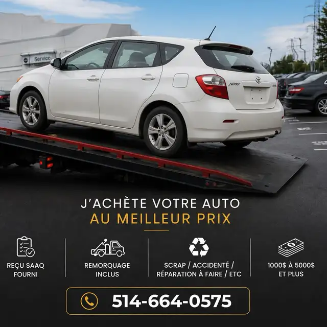ACHAT AUTO SCRAP / RECU SAAQ FOURNI / TOWING GRATUIT / CASH