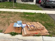 Free moving cardboard boxes and tapes