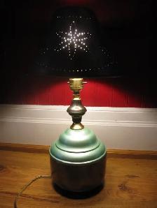 OLD VINTAGE HANDMADE TIN LAMP SHADE DESK LAMP