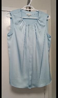 Calvin Klein women's baby blue silky shimmer blouse $10