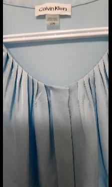 Calvin Klein women's baby blue silky shimmer blouse $10 - Photo 2