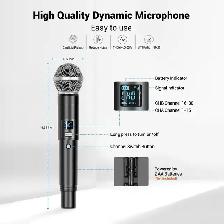 FDUCE Wireless Microphones,Cordless Dual Handheld Dynamic Mic - Photo 2
