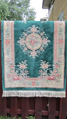 WONDERFUL 46"X 72" HANDMADE FLOWER MOTIF WOOL RUG - Photo 3