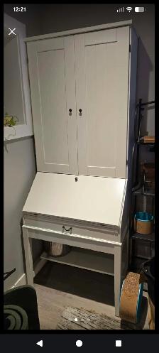 Secretary Desk/Cabinet (White)