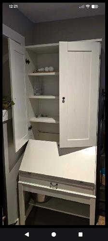 Secretary Desk/Cabinet (White) - Photo 4