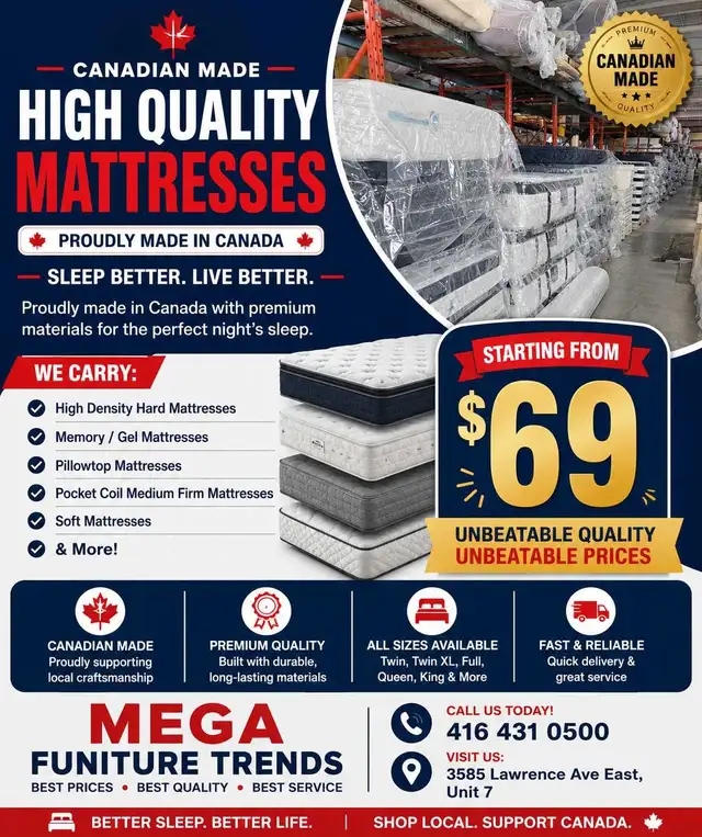 huge Saving- Mattress canadian mattress all type & mattress