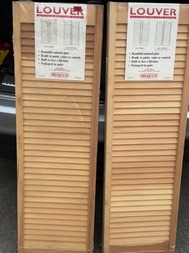 BRAND NEW still in package: Premdor louvered shutters 15' x 48'