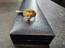 10K Yellow Gold Lions Head ring with Red Stone Eyes