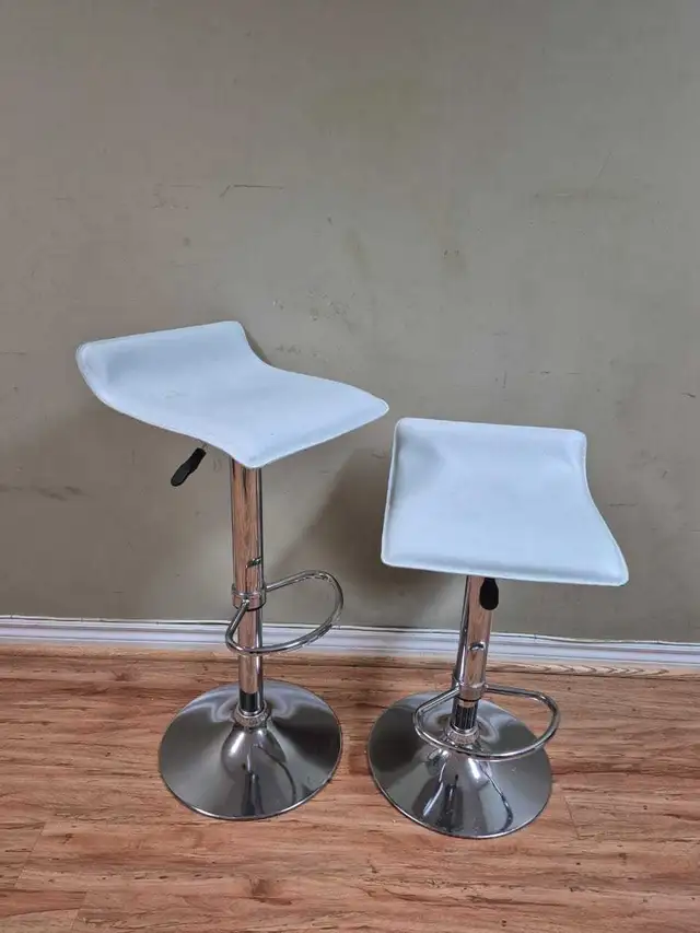 Adjustable White Bar Stools