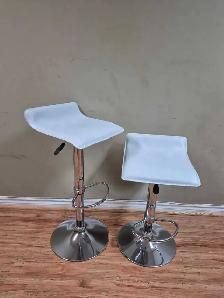 Adjustable White Bar Stools