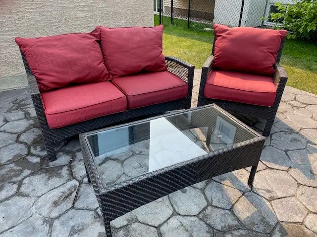 Patio Furniture - Wicker with Red cushions