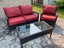 Patio Furniture - Wicker with Red cushions