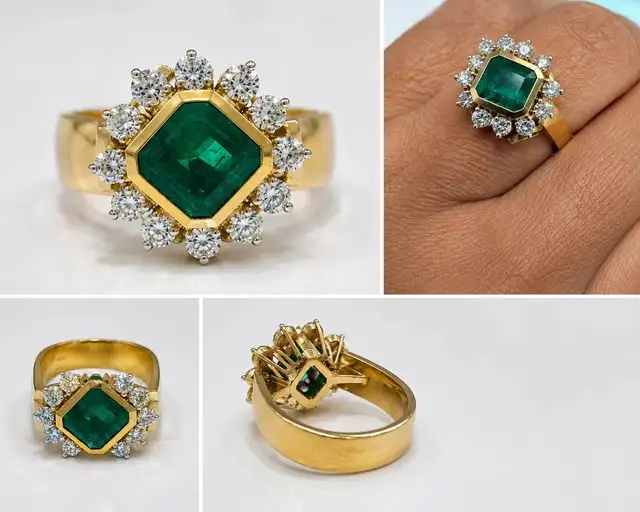 18karat Custom Natural Emerald Ring