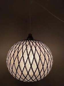 MCM Spun Fiberglass and Teak Hanging Lamp - Photo 3