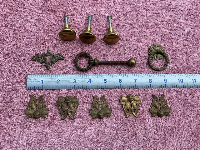 Vintage brass drawer hardware