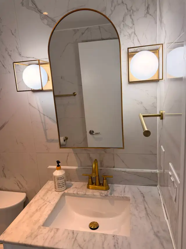 Bathroom wall Vanity Arched Mirror medicine Cabinet Gold 16'