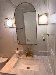 Bathroom wall Vanity Arched Mirror medicine Cabinet Gold 16'