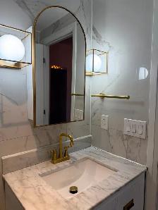 Bathroom wall Vanity Arched Mirror medicine Cabinet Gold 16' - Photo 2