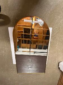 Bathroom wall Vanity Arched Mirror medicine Cabinet Gold 16' - Photo 3