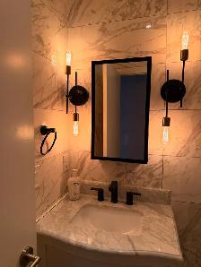 Bathroom wall Vanity Arched Mirror medicine Cabinet Black 15'