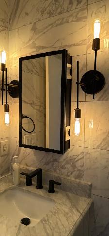 Bathroom wall Vanity Arched Mirror medicine Cabinet Black 15' - Photo 2