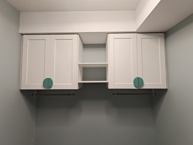 White Shaker Wall Cabinets   Shelf Unit   Towel Bars
